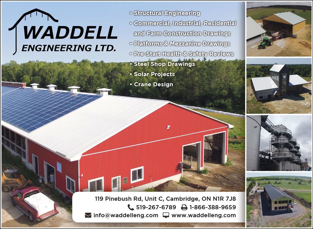 Newspaper ad for Waddell Engineering.  Shows various project and contact  information
