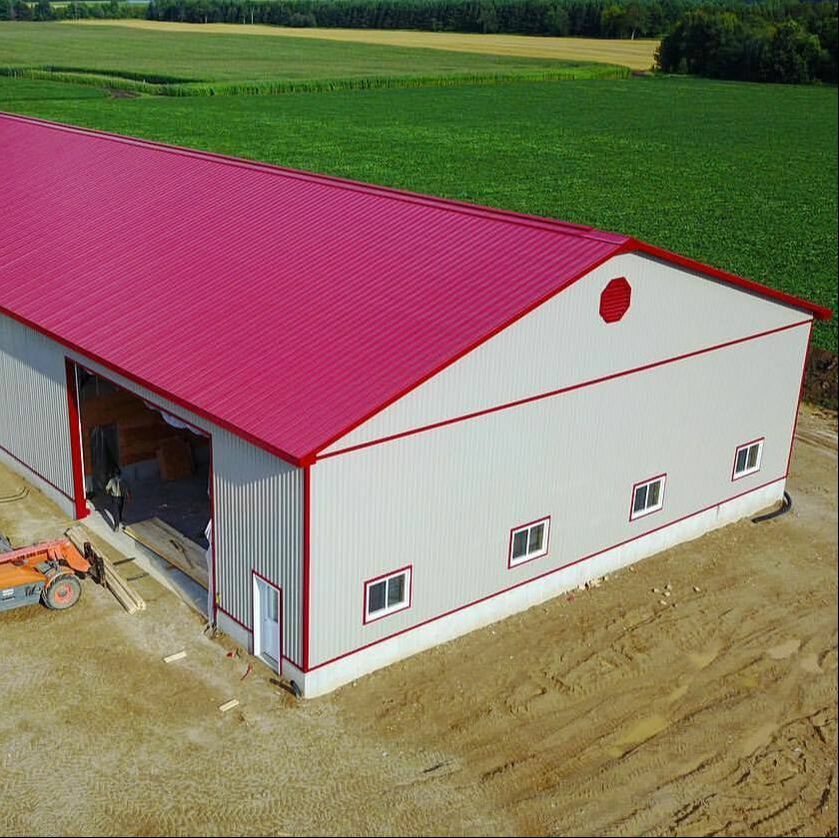 Aerial view of the end of a shed.